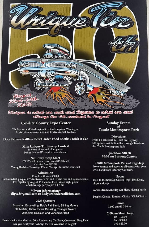 50th Annual Unique Tin Weekend – Longview, WA | CarCruiseFinder